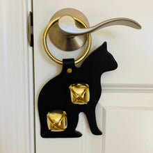Load image into Gallery viewer, Santa&#39;s Sleigh Bell Door Hanger, Christmas Gift, Amish Handmade, Thick Quality Leather, Brass Plated Bells
