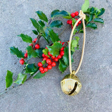 Load image into Gallery viewer, Christmas Bell on Leather String with holly
