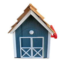 Load image into Gallery viewer, blue barn style mailbox, front view
